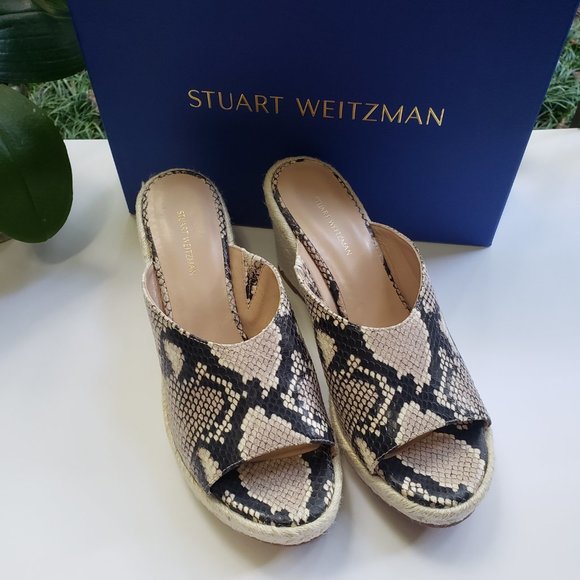 STUART WEITZMAN Wonda Espadrille Wedge Mule in Python Print Leather Size 9.5 - Picture 8 of 14